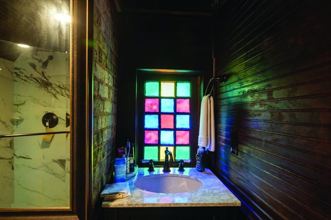 An attic bathroom added upstairs.